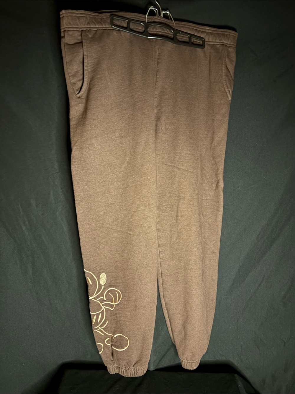 Brown Mickey Mouse Men's Jogger Pants with Side Graphic